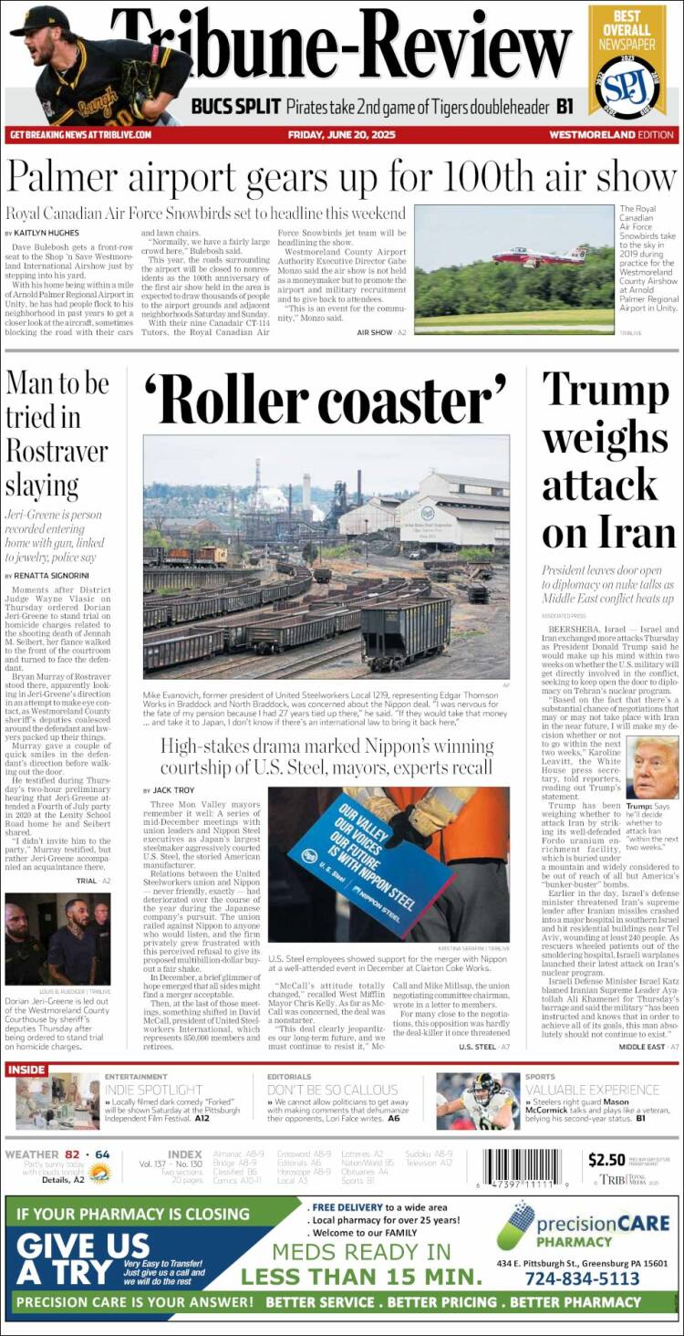 Portada de Tribune-Review (USA)