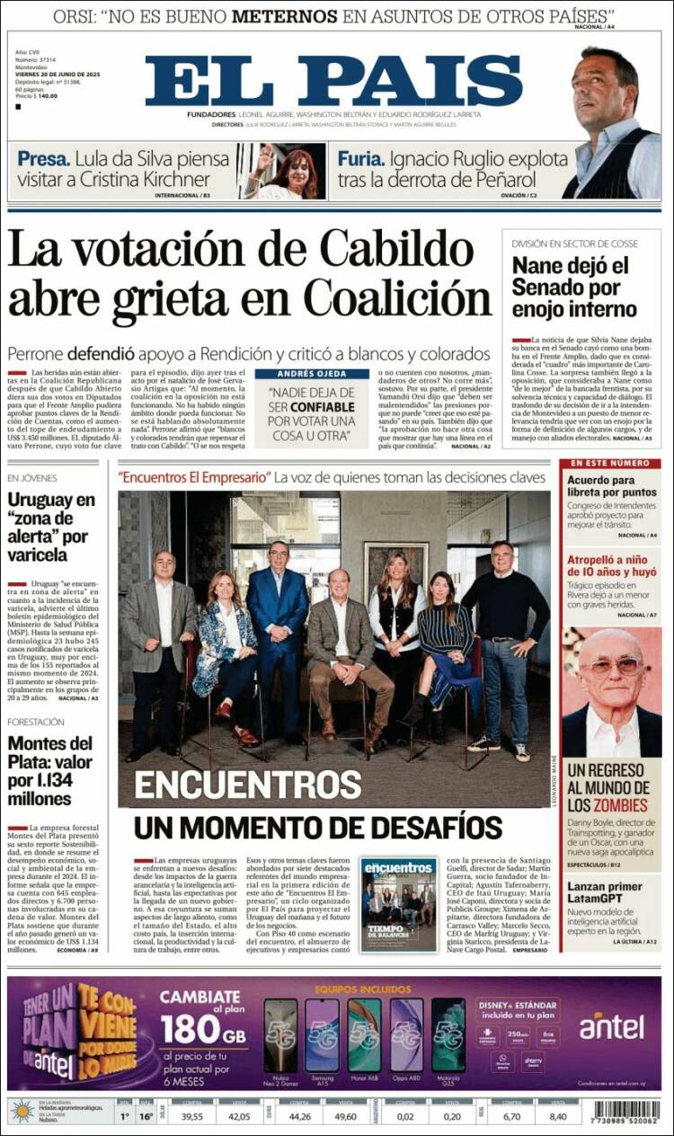 Portada de El País (Uruguay)