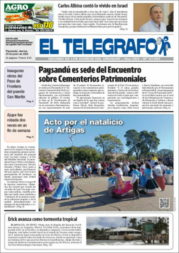 Portada de El Telégrafo (Uruguay)