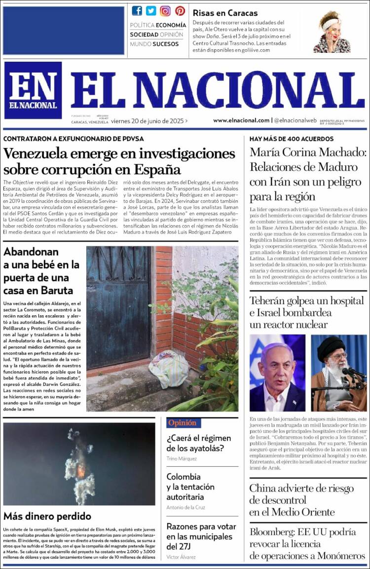 Portada de El Nacional (Venezuela)