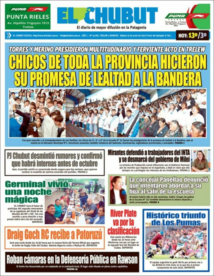 Portada de El Chubut (Argentina)