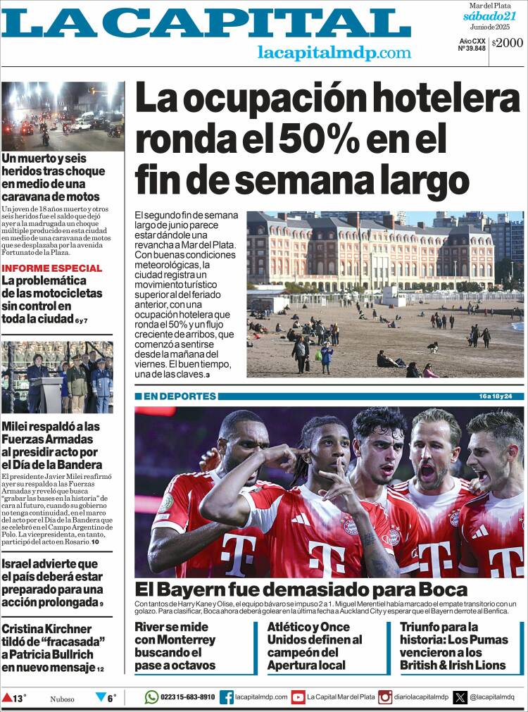 Portada de Diario La Capital - Mar del Plata (Argentina)