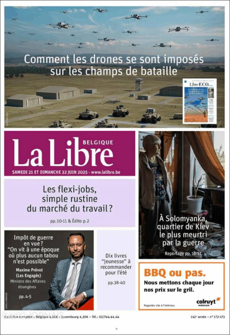 Portada de La Libre.be (Bélgica)