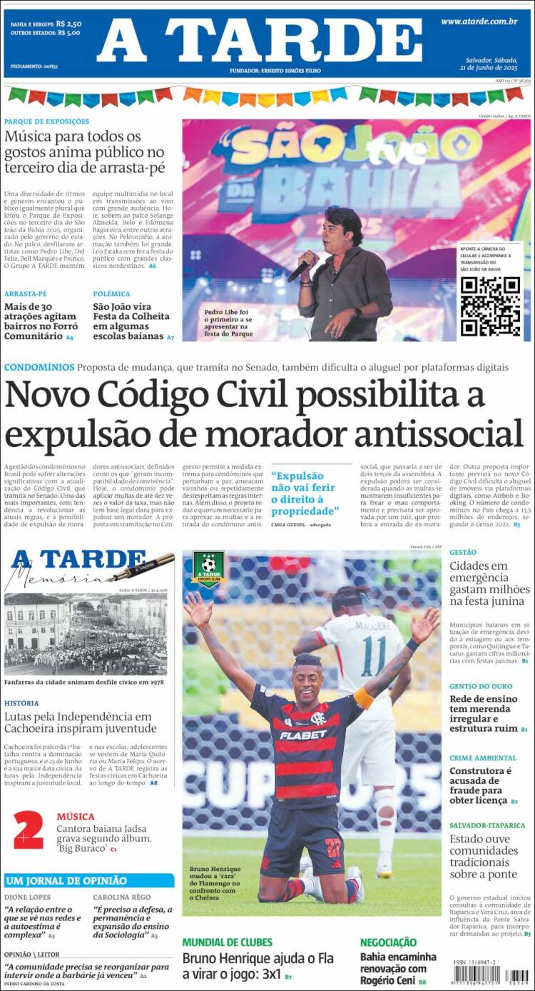 Portada de Diário A Tarde (Brasil)