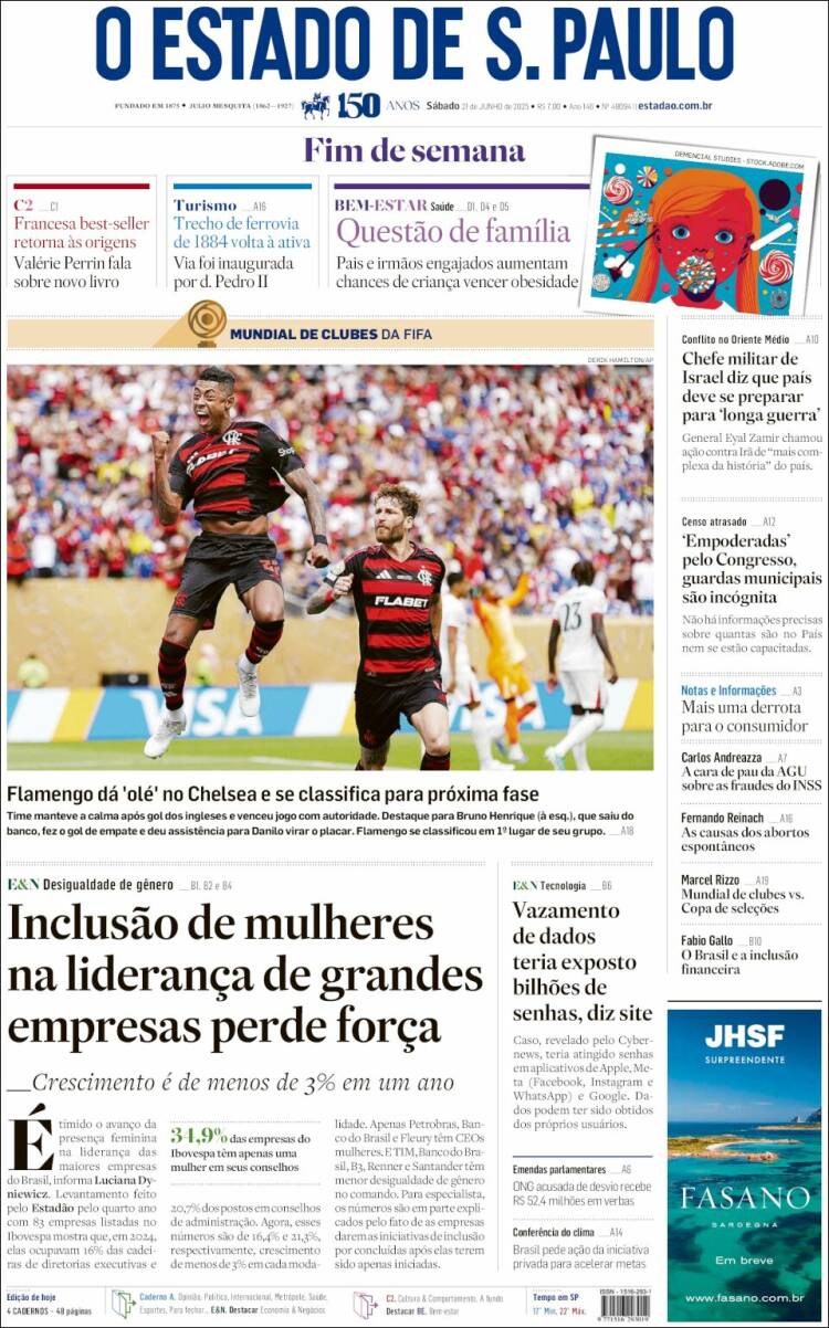 Portada de O Estado de São Paulo (Brasil)