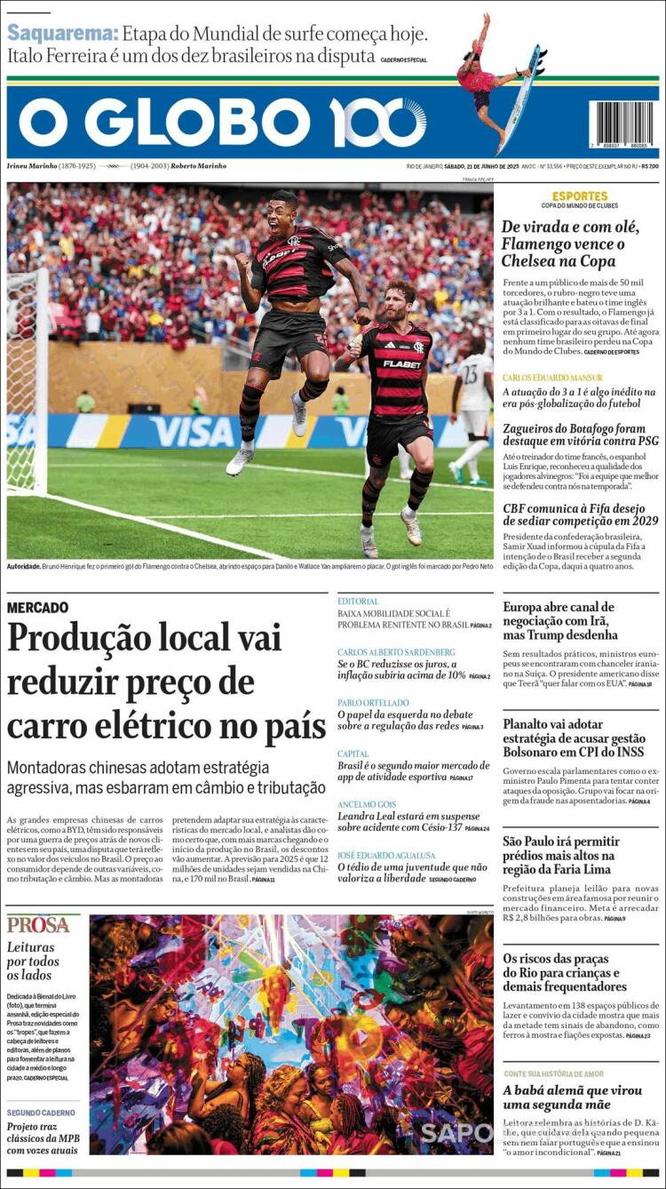 Portada de O Globo (Brasil)