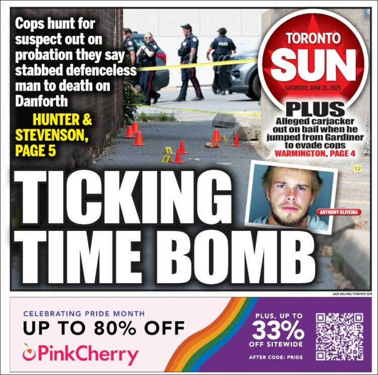 Portada de The Toronto Sun (Canadá)