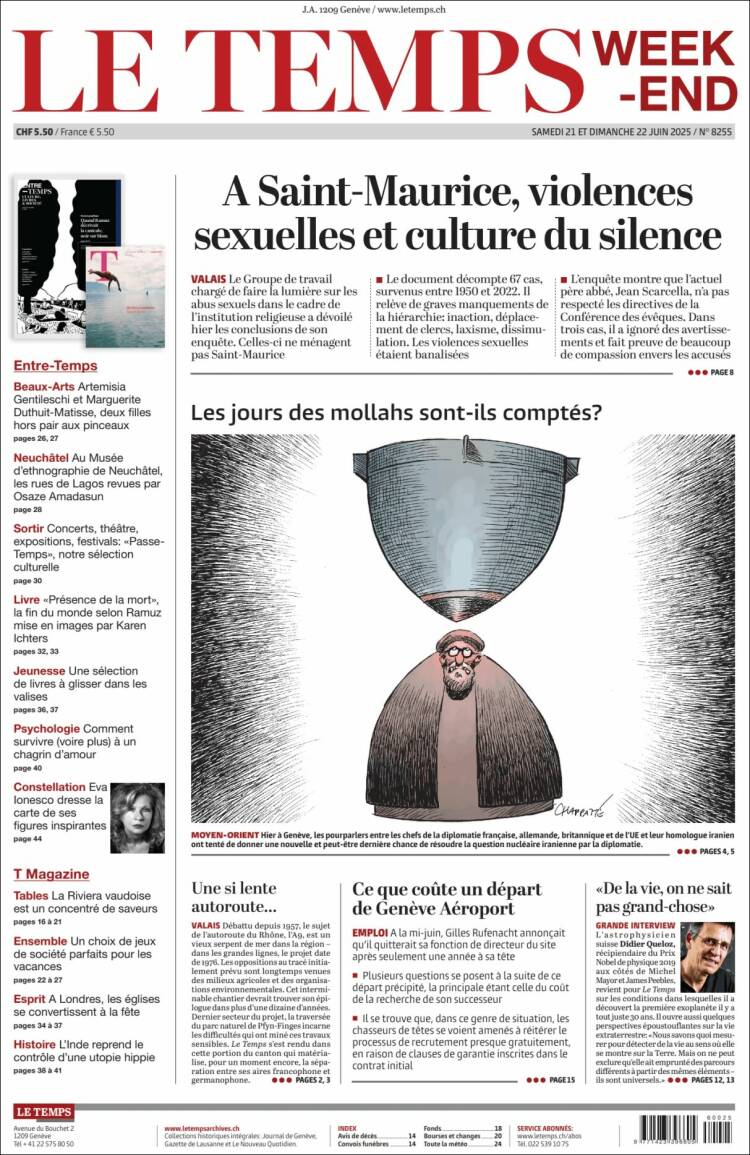 Portada de Le Matin (Suiza)