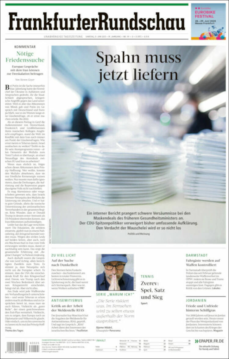 Portada de Frankfurter Rundschau (Germany)