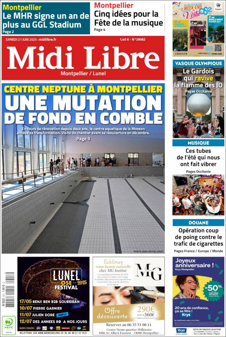 Portada de Midi Libre (Francia)