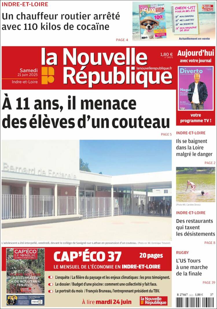 Portada de La Nouvelle Republique (Francia)