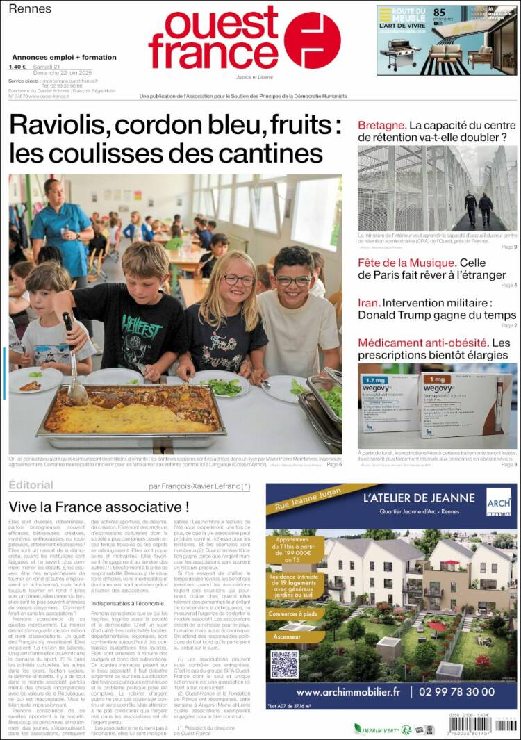Portada de Ouest France (Francia)