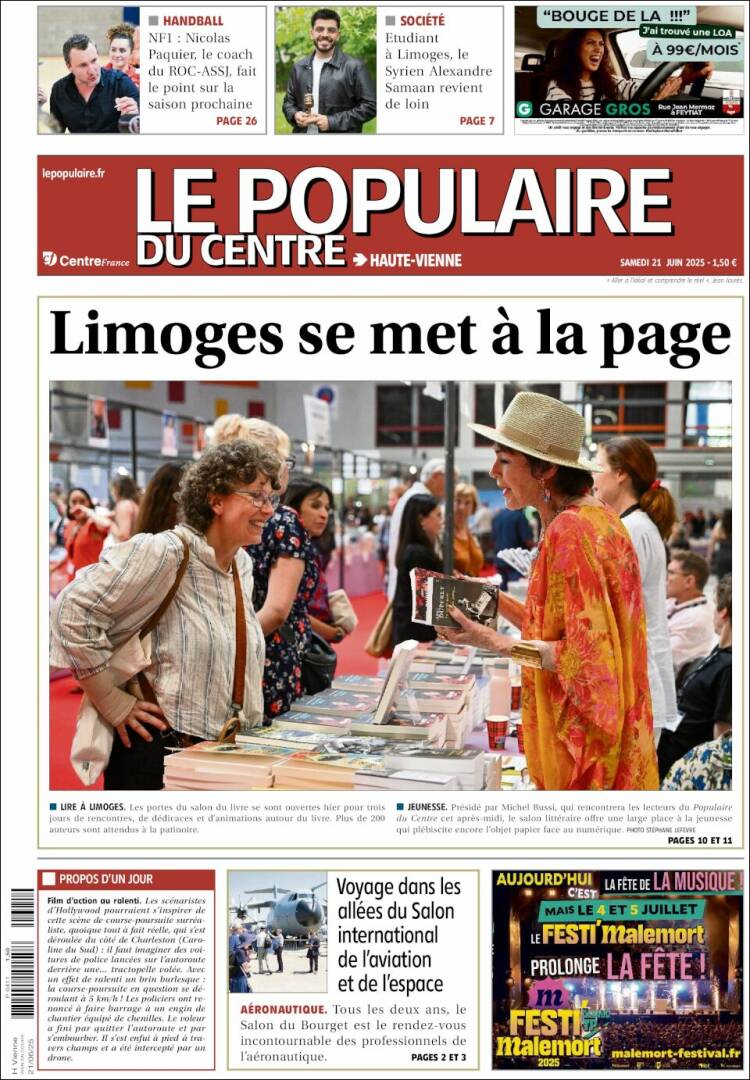 Portada de Le Populaire du Centre (Francia)