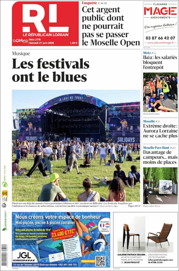 Portada de Le Republicain Lorrain (Francia)