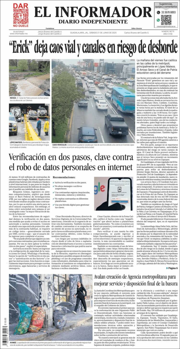 Portada de El Informador (México)