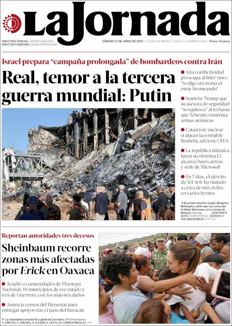 Portada de La Jornada (México)
