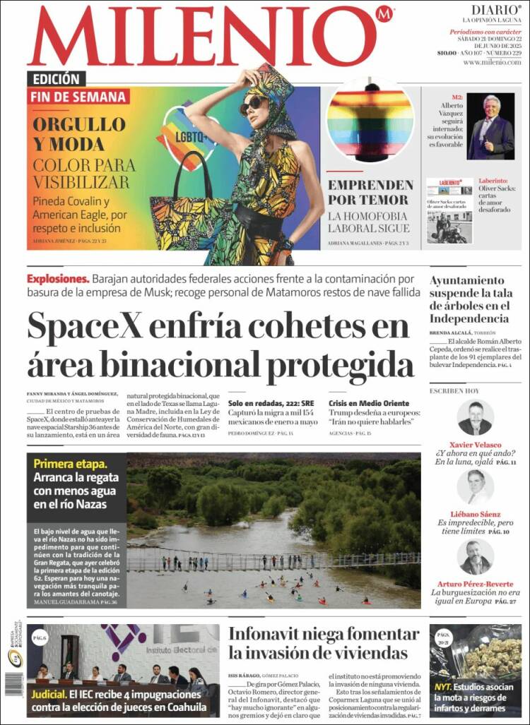 Portada de Milenio - Laguna (México)