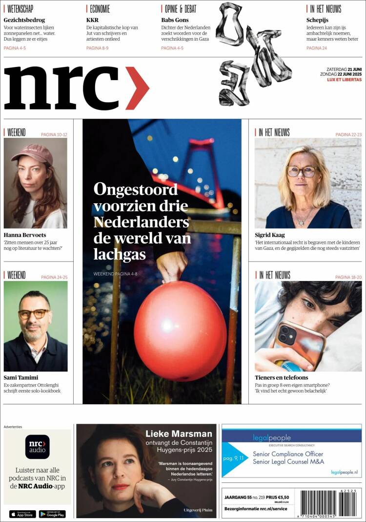 Portada de NRC Handelsblad (Países Bajos)