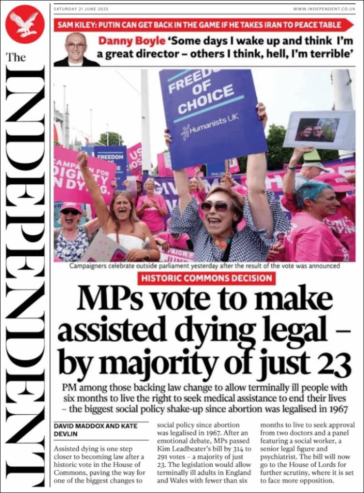 Portada de The Independent (Reino Unido)