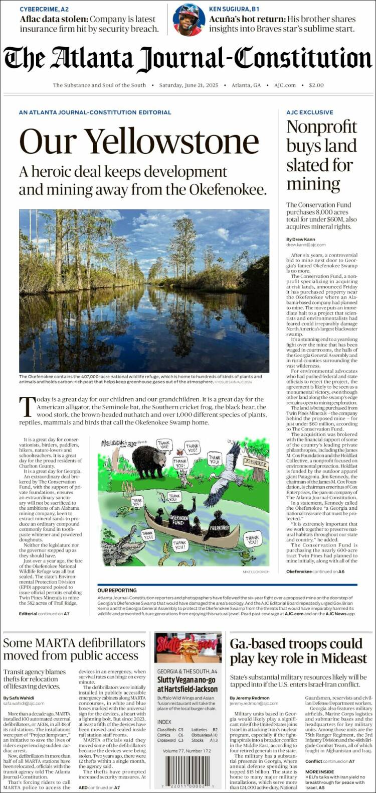 Portada de The Atlanta Journal-Constitution (USA)