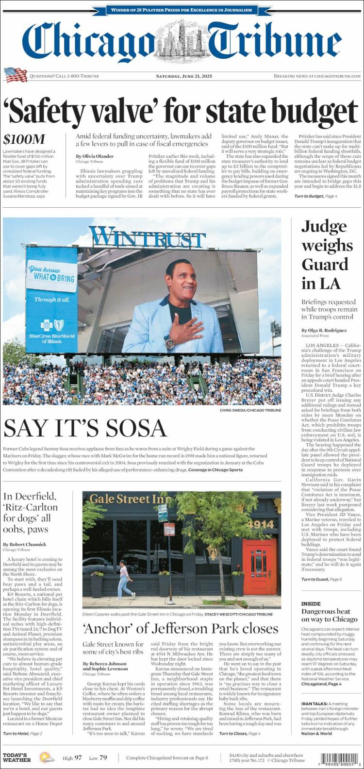 Portada de Chicago Tribune (USA)