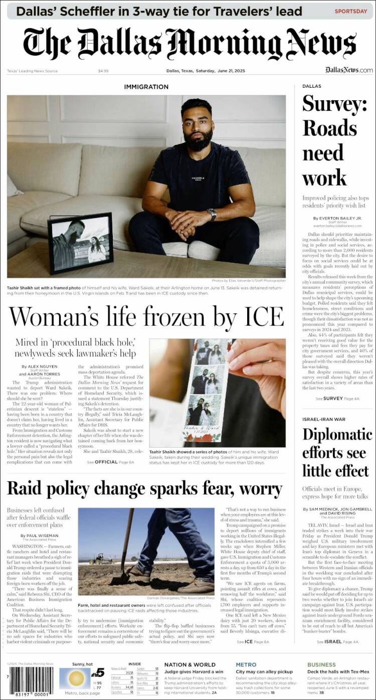 Portada de Dallas Morning News (USA)