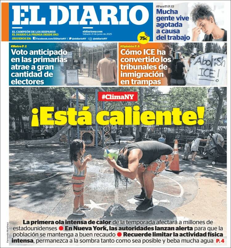 Portada de El Diario NY (USA)