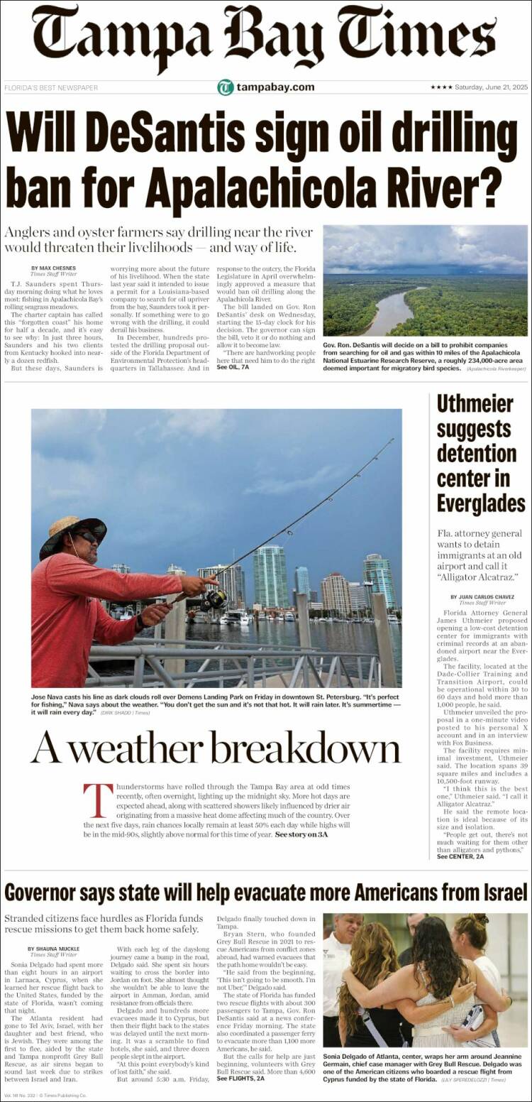 Portada de Tampa Bay Times (USA)
