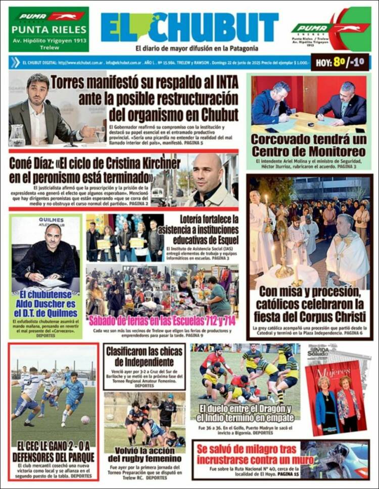 Portada de El Chubut (Argentina)