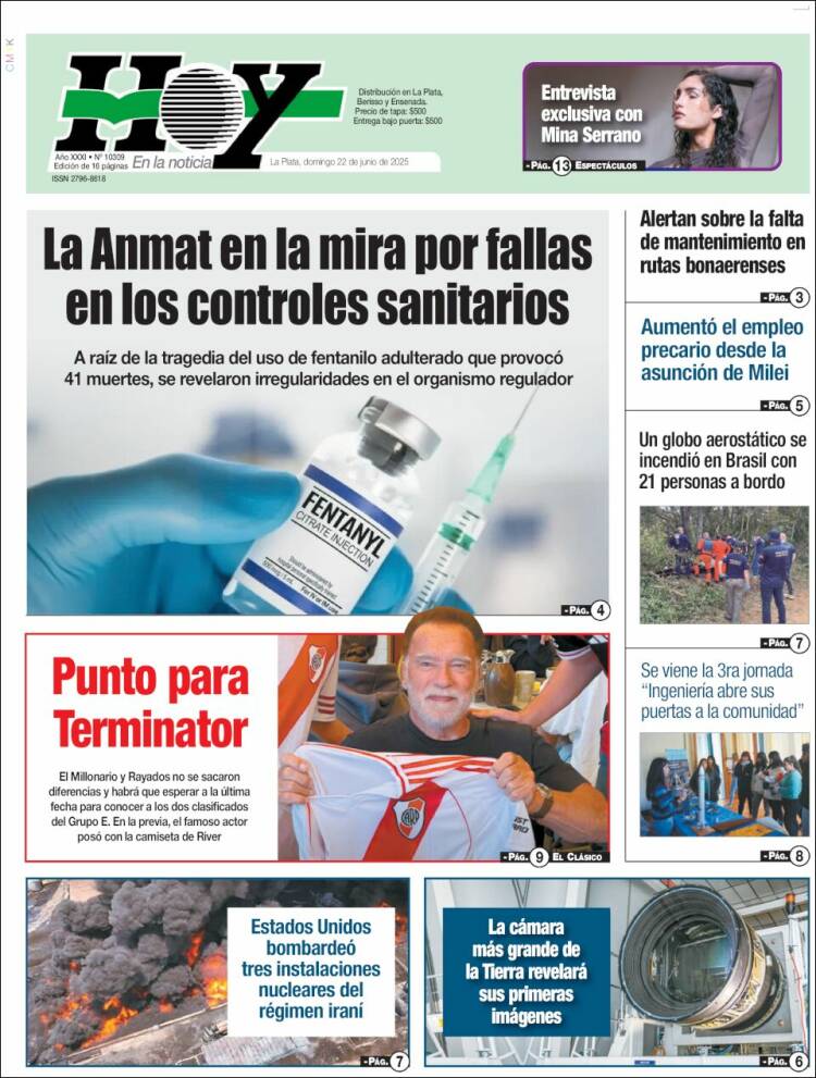Portada de Diario Hoy (Argentina)