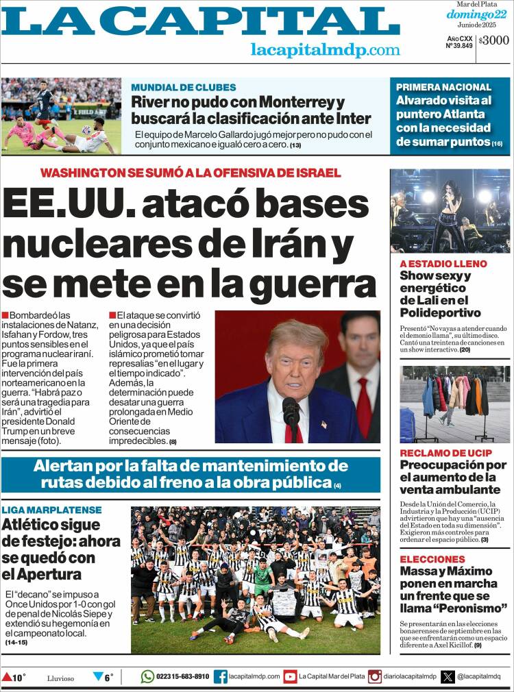Portada de Diario La Capital - Mar del Plata (Argentina)