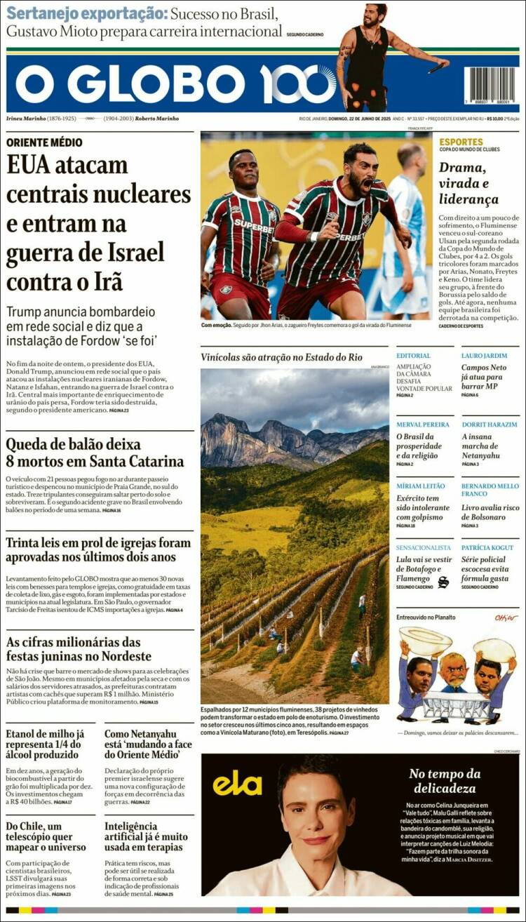 Portada de O Globo (Brasil)