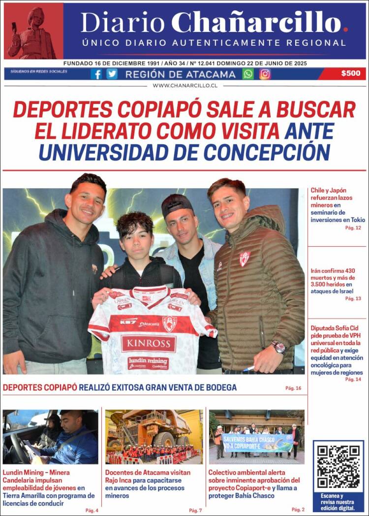 Portada de Diario Chañarcillo (Chile)