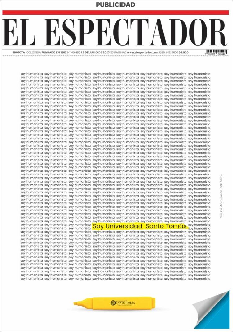 Portada de El Espectador (Colombia)