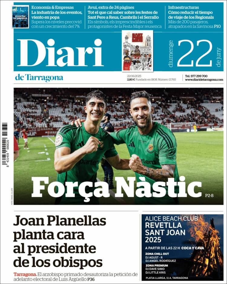 Portada de Diari de Tarragona (España)