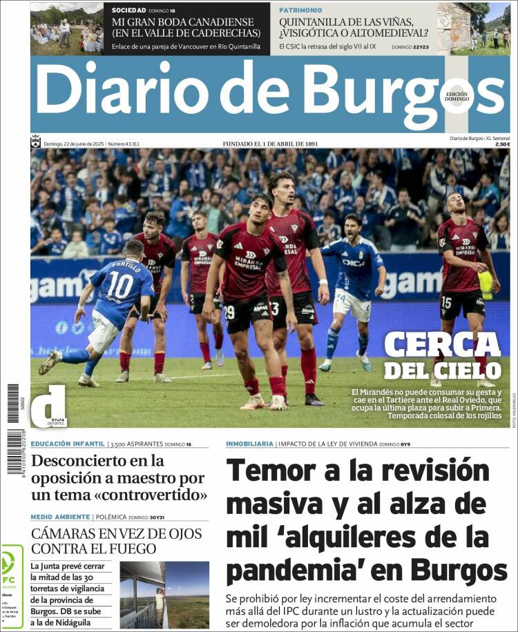Portada de Diario de Burgos (España)