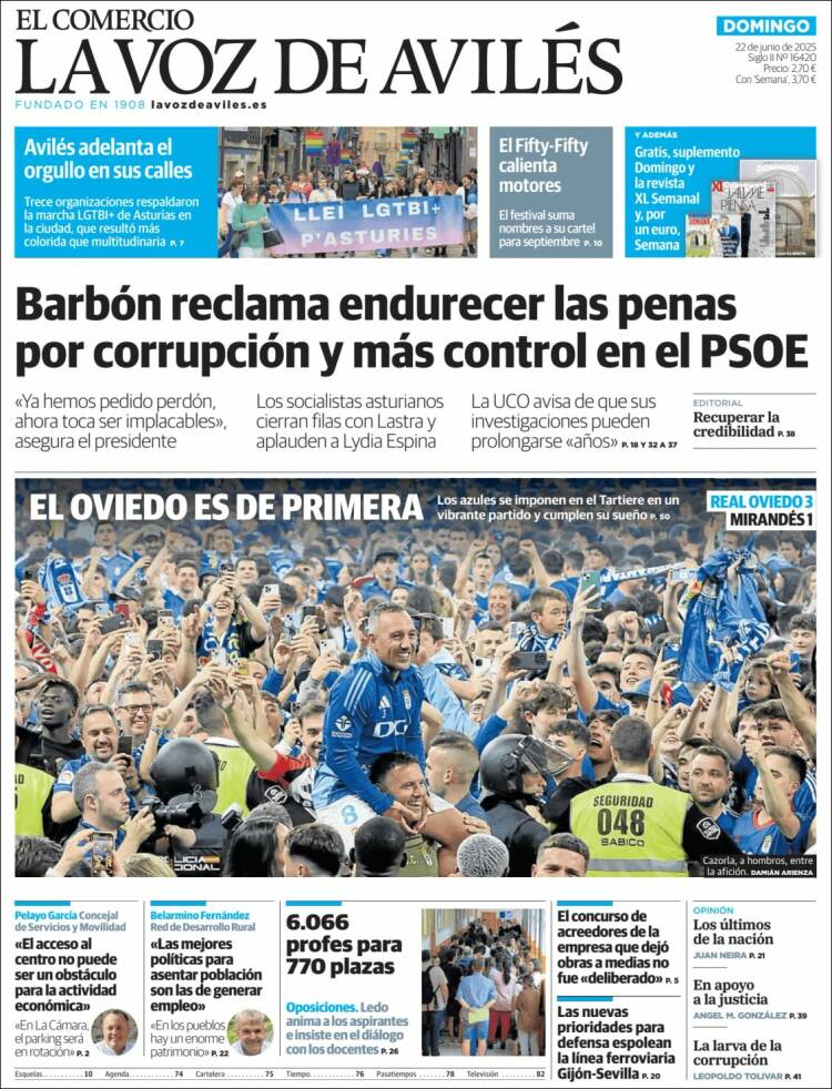 Portada de El Comercio - Avilés (España)