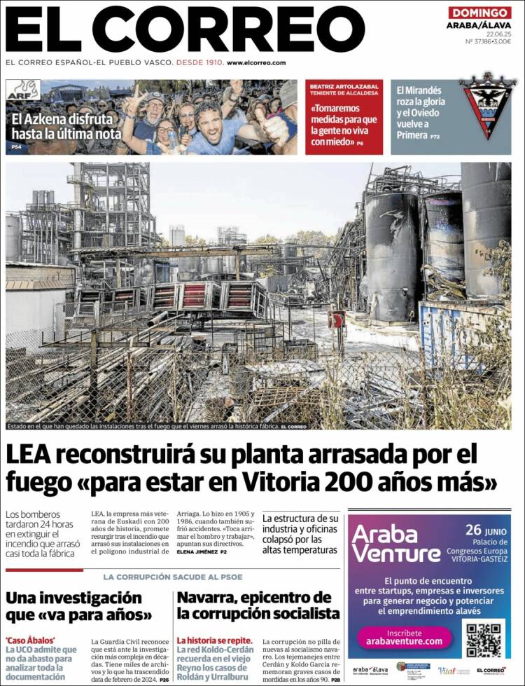 Portada de El Correo - Álava (España)