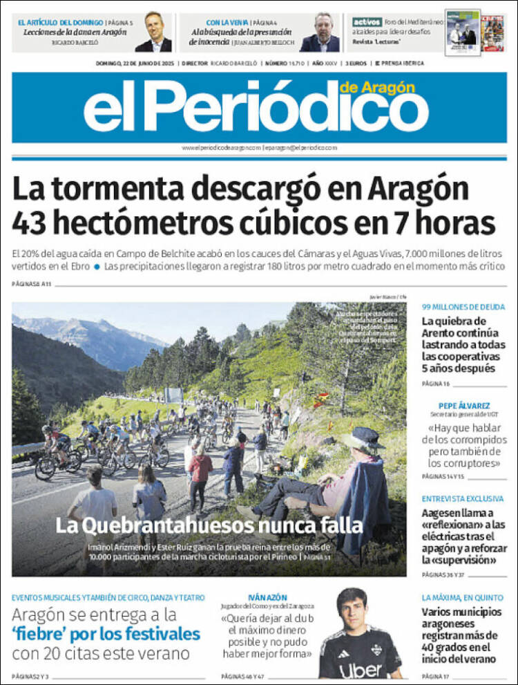 Portada de El Periódico de Aragón (Espagne)