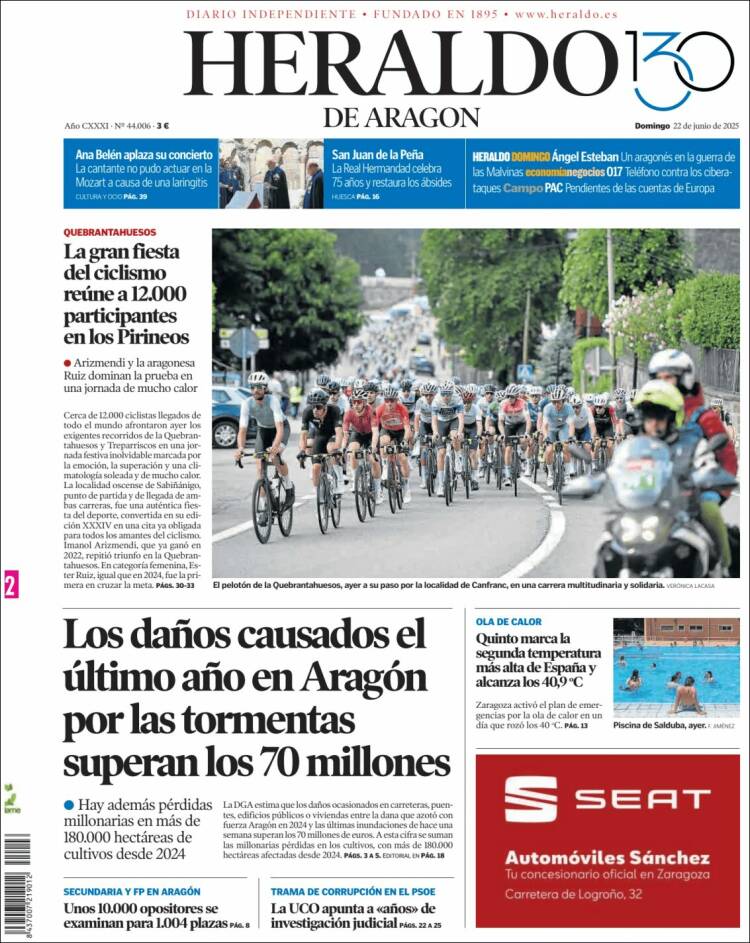 Portada de Heraldo de Aragón (Spain)
