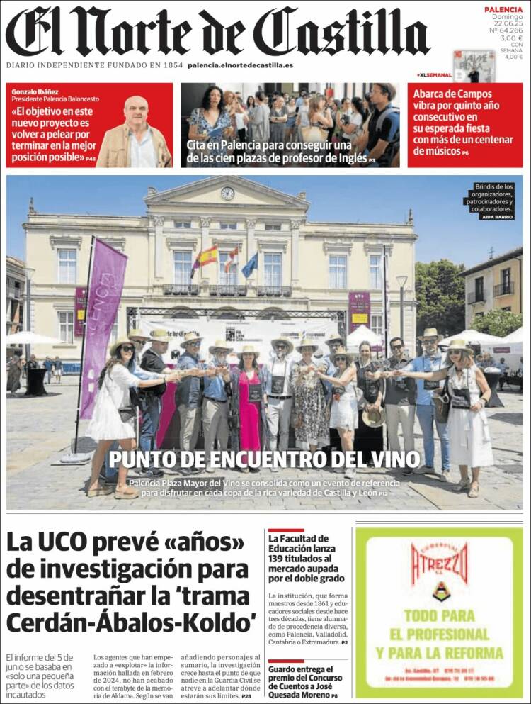 Portada de Norte de Castilla - Palencia (España)