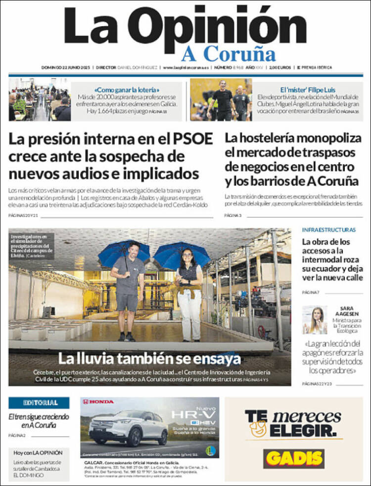 Portada de La Opinión de A Coruña (España)