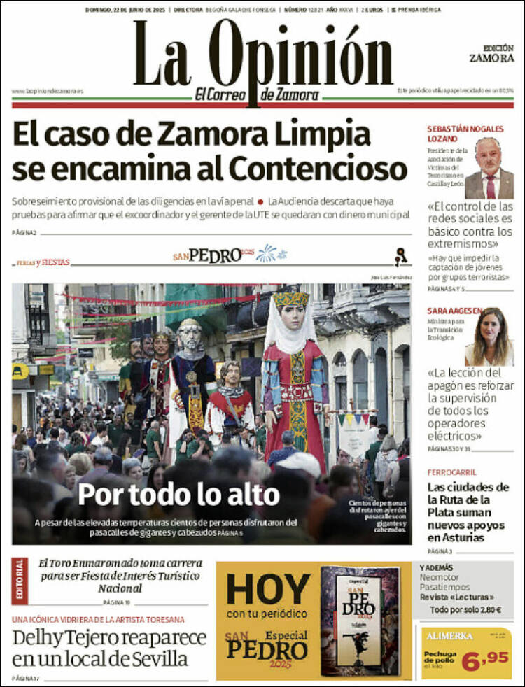 Portada de La Opinión - El Correo de Zamora (España)