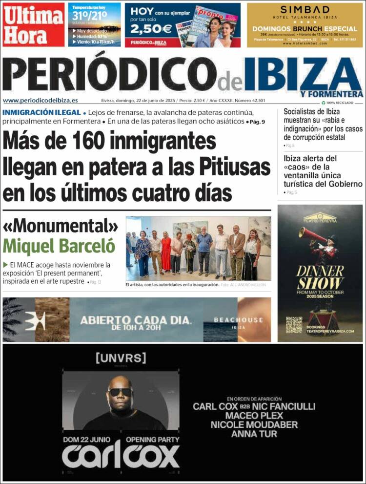 Portada de Periódico de Ibiza (España)