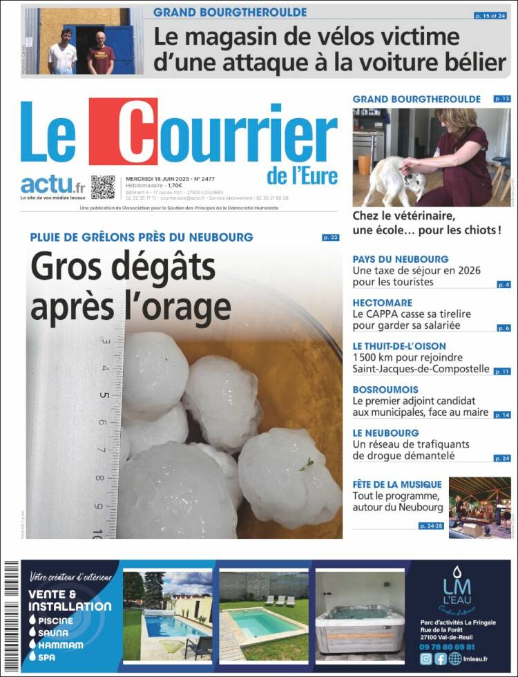 Portada de Le Courrier de l'Ouest (Francia)