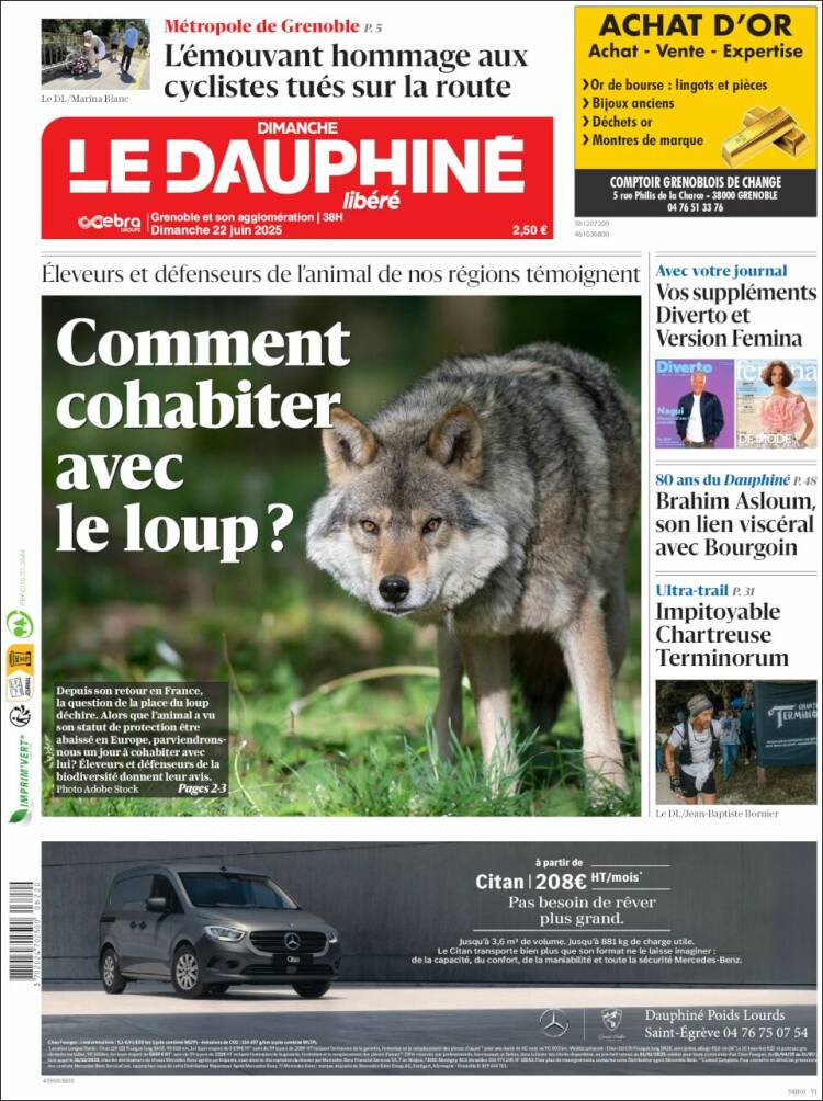Portada de Le Dauphiné Libéré (Francia)