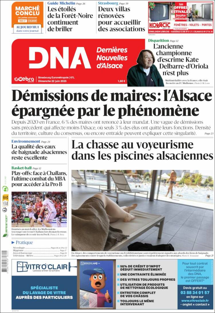 Portada de Les Dernières Nouvelles d'Alsace (Francia)