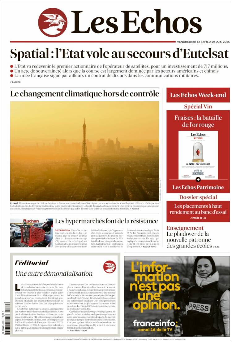 Portada de Les Echos (Francia)