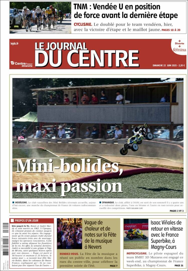 Portada de Le Journal du Centre (Francia)