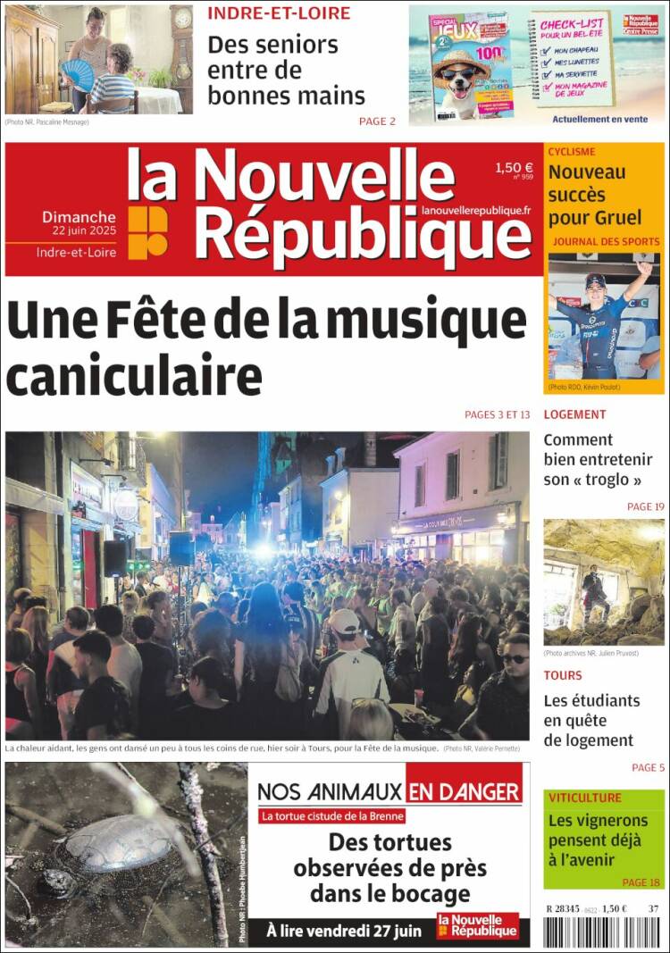 Portada de La Nouvelle Republique (Francia)